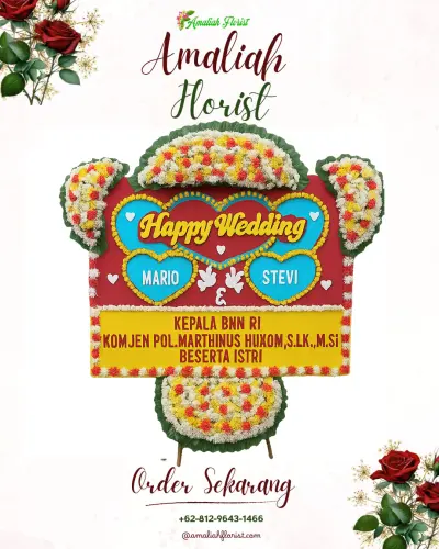 Karangan Papan Bunga Pernikahan di Sodonghilir